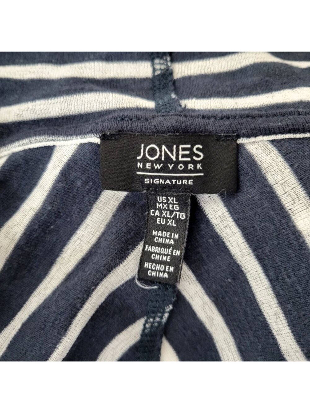 Jones New York Blue and White Striped Open Front Cardigan - Picture 3 of 5